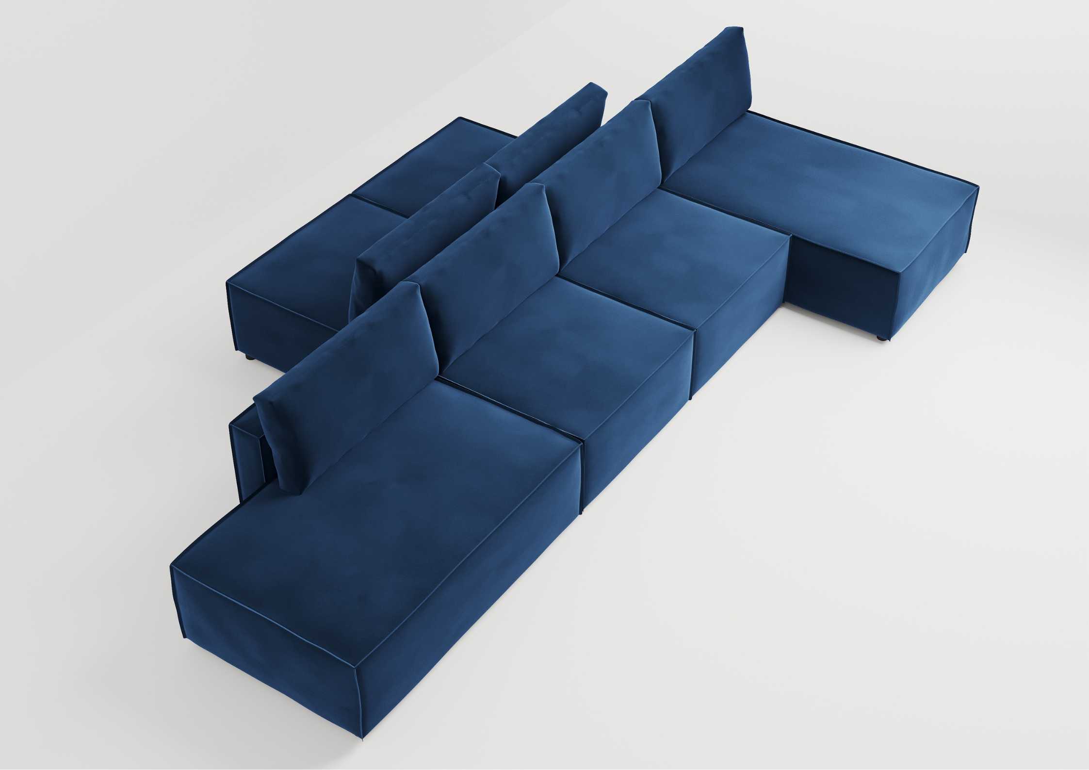 Modułowy narożnik z przeszyciami w kolorze granatowym